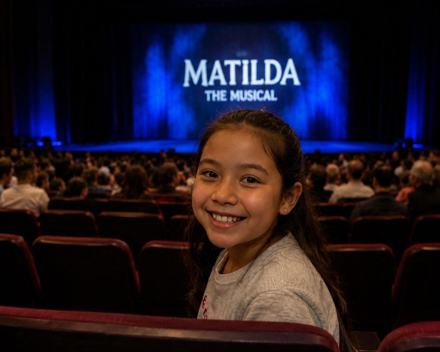 Girl smiling at Matilda The Musical